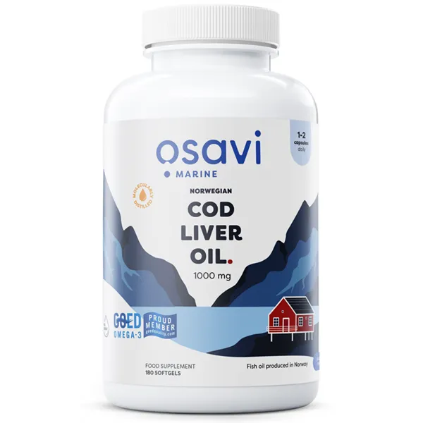 Norwegian Cod Liver Oil Softgels, 1000mg (Lemon) - 180 softgels