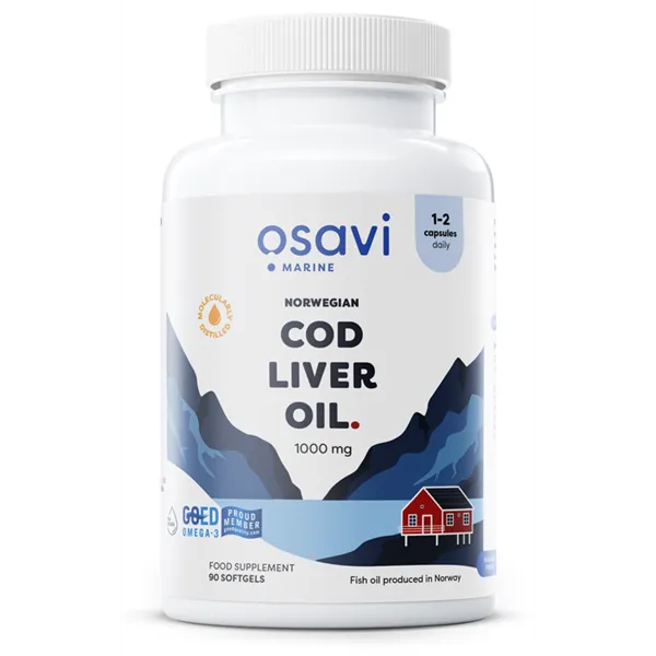 Norwegian Cod Liver Oil Softgels, 1000mg (Lemon) - 90 softgels