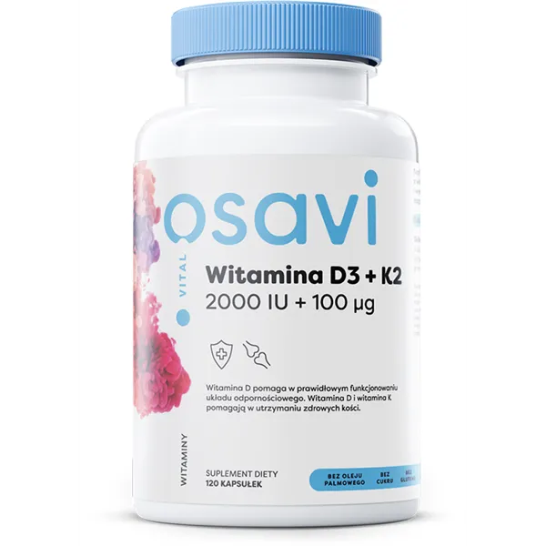 Witamina D3 + K2, 2000IU + 100mcg - 120 softgels