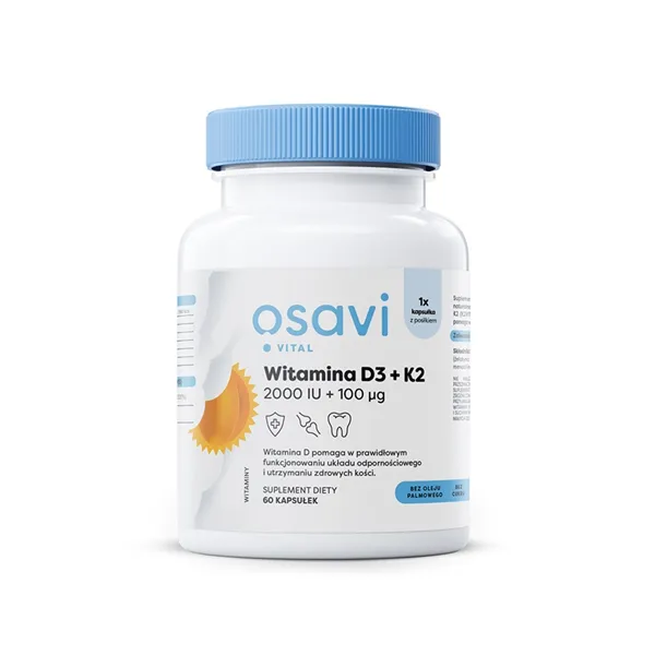 Witamina D3 + K2, 2000IU + 100mcg - 60 softgels