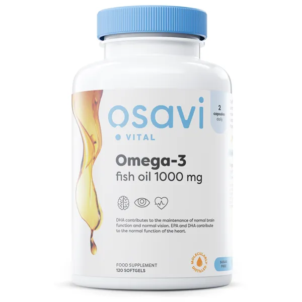 Omega-3 Fish Oil Molecularly Distilled, 1000mg (Lemon) - 120 softgels