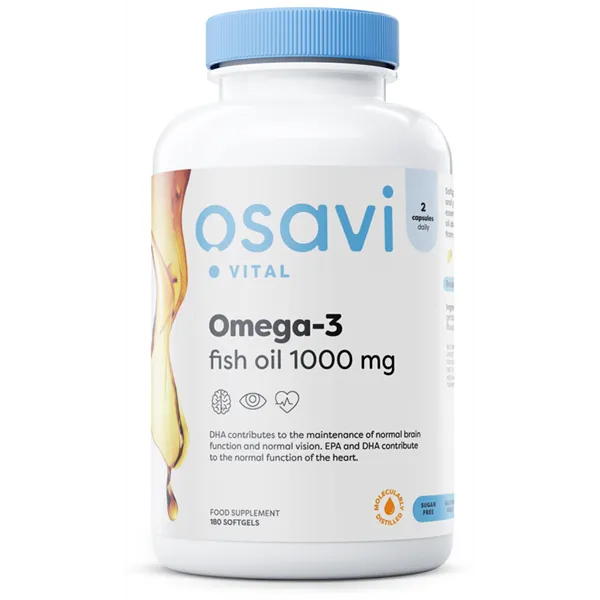 Omega-3 Fish Oil Molecularly Distilled, 1000mg (Lemon) - 180 softgels