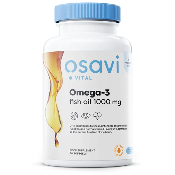 Omega-3 Fish Oil Molecularly Distilled, 1000mg (Lemon) - 60 softgels