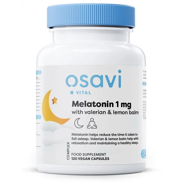 Melatonin with Valerian & Lemon Balm, 1mg - 120 vegan caps