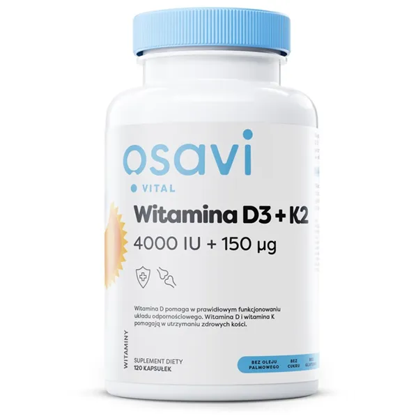 Witamina D3 + K2, 4000IU + 150mcg - 120 softgels