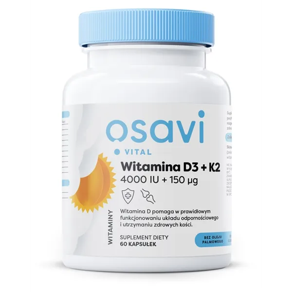 Витамин D3 + K2, 4000 МЕ + 150 мкг - 60 мягких капсул