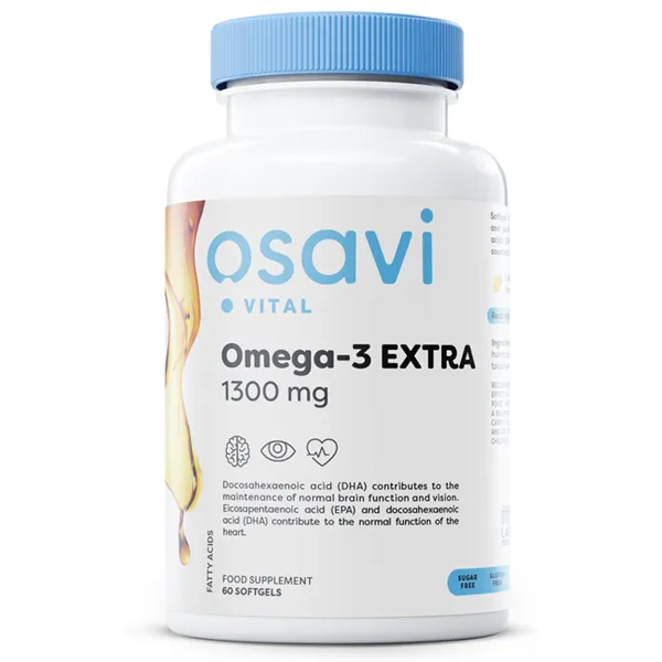 Omega-3 Extra Molekyylitislattu, 1300 mg (Sitruuna) - 60 pehmeäkapselia