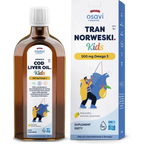 Tran Norweski Kids, 500mg Omega 3 (Cytryna) - 250 ml.