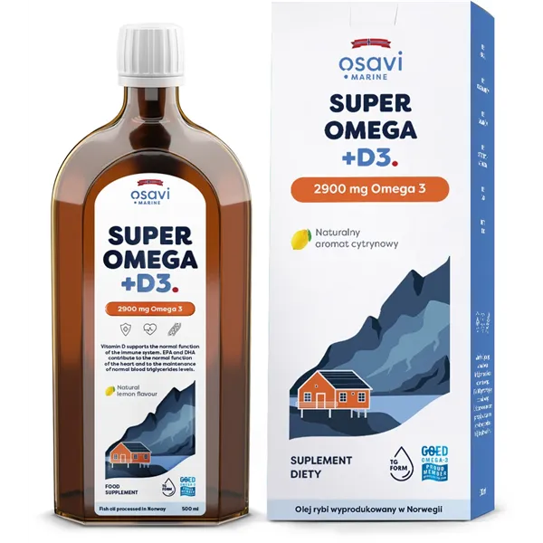 Super Omega + D3 (Marine), 2900mg Omega 3 (Cytryna) - 500 ml.