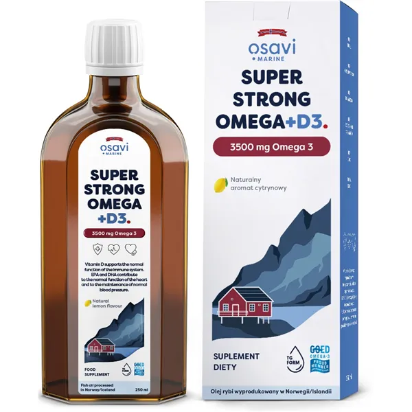 Super Strong Omega + D3 (Marine), 3500mg Omega 3 (Cytryna) - 250 ml.