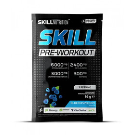 „Skill“ prieš treniruotę skirtas papildas, mėlynųjų aviečių skonio – 16 g (1 porcija)