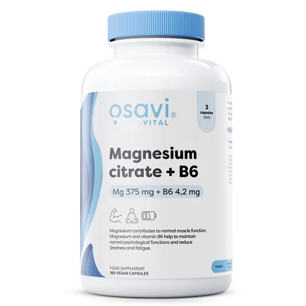 Magnesiumsitraatti + B6, 375 mg + 4,2 mg - 180 v-kapselia