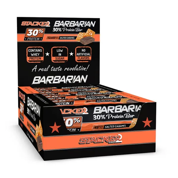 Barbarian 30 % proteiinipatukka, suolattu karamelli - 12 x 45 g