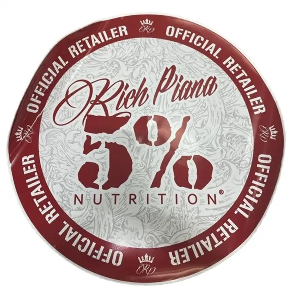 5% Nutrition Window Cling Circle, punainen ja filigraanikuvio
