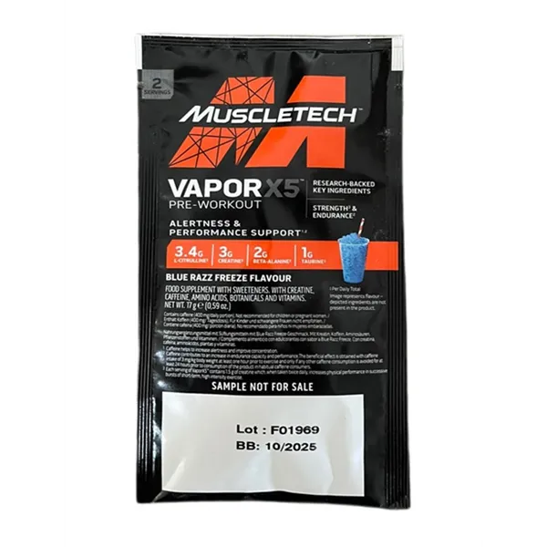 Vapor X5 Pre-Workout, Blue Razz Freeze - 17g (1 serving)