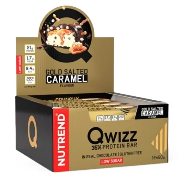 Qwizz 35% proteīna batoniņš, zeltaini sāļā karamele - 12 x 60 g