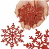 Christmas ornaments snowflakes Springos CA1200 red, glitter, 3 pcs, 12 cm