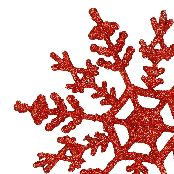 Christmas ornaments snowflakes Springos CA1200 red, glitter, 3 pcs, 12 cm
