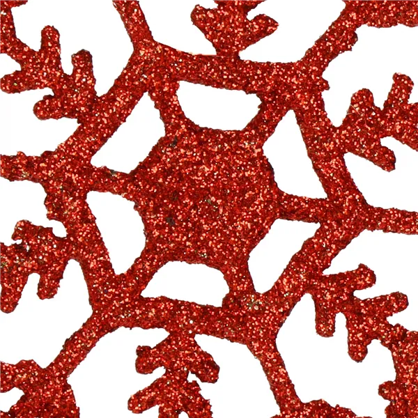 Christmas ornaments snowflakes Springos CA1200 red, glitter, 3 pcs, 12 cm
