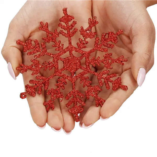 Ziemassvētku rotājumi sniegpārsliņas Springos CA1200 sarkanās, ar spīdumiem, 3 gab., 12 cm