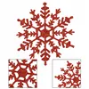 Christmas ornaments snowflakes Springos CA1200 red, glitter, 3 pcs, 12 cm