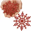 Christmas ornaments snowflakes Springos CA1200 red, glitter, 3 pcs, 12 cm