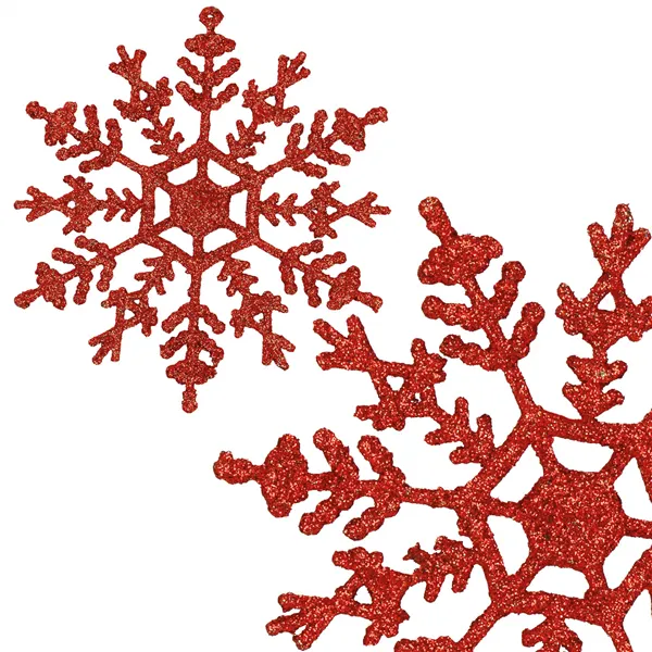 Christmas ornaments snowflakes Springos CA1200 red, glitter, 3 pcs, 12 cm
