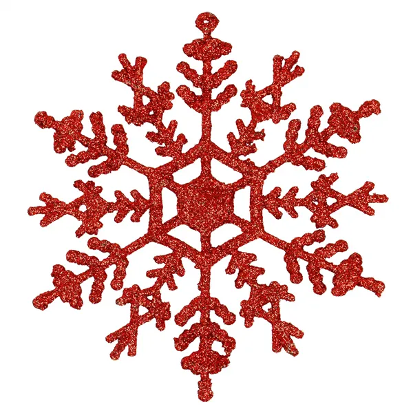 Christmas ornaments snowflakes Springos CA1200 red, glitter, 3 pcs, 12 cm