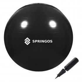 Kuntopallo Springos FB0014 65 cm pumpulla musta