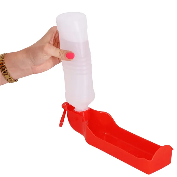 Water bottle for dogs and cats with a drinker, travel Springos PA0296 500 ml red bottle