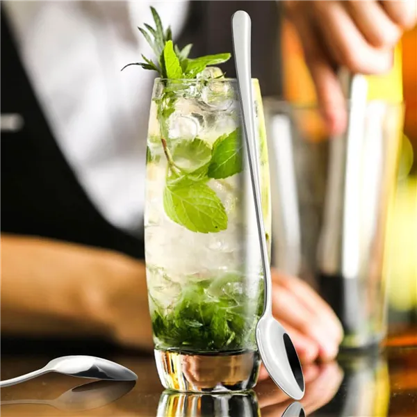 Latte and dessert spoons Springos HA7498, set of 6 pcs, stainless steel, 19.7 cm, silver