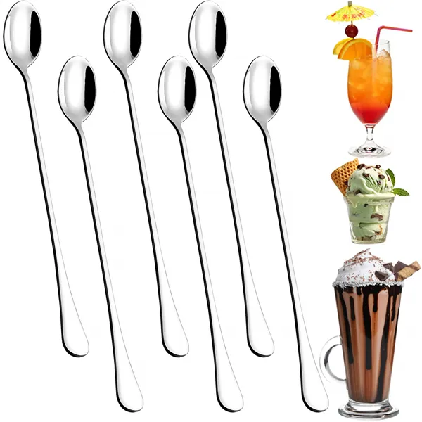Latte and dessert spoons Springos HA7498, set of 6 pcs, stainless steel, 19.7 cm, silver