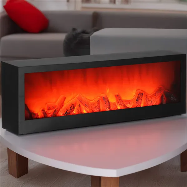 Battery-operated fireplace lamp Springos CL0863, USB LED 60x10x19.5 cm, decorative lighting, black