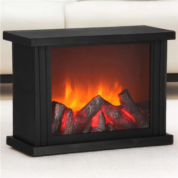 Battery-powered LED fireplace lamp decorative lighting, Springos CL0864 black