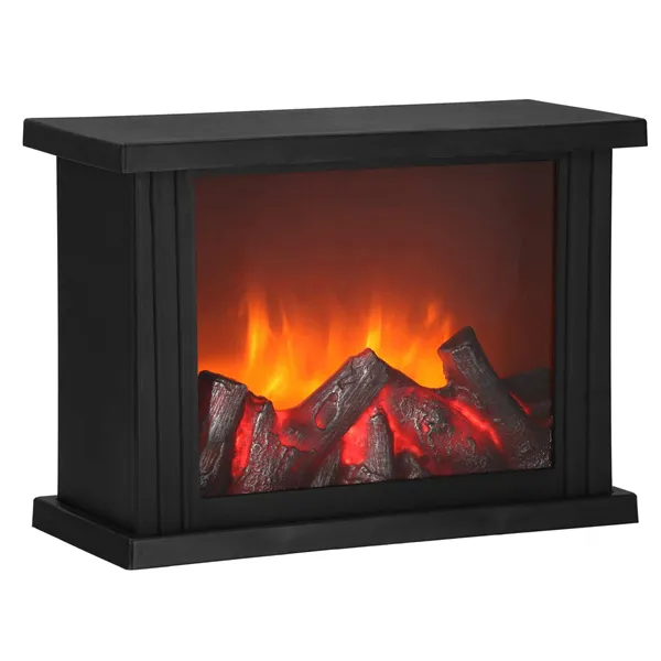 Battery-powered LED fireplace lamp decorative lighting, Springos CL0864 black