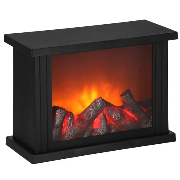 Battery-powered LED fireplace lamp decorative lighting, Springos CL0864 black