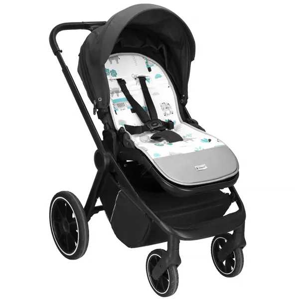 Вкладыш для прогулочной коляски Springos SB0055 37x78 см, двусторонний, матрасик для коляски, с рисунком животных