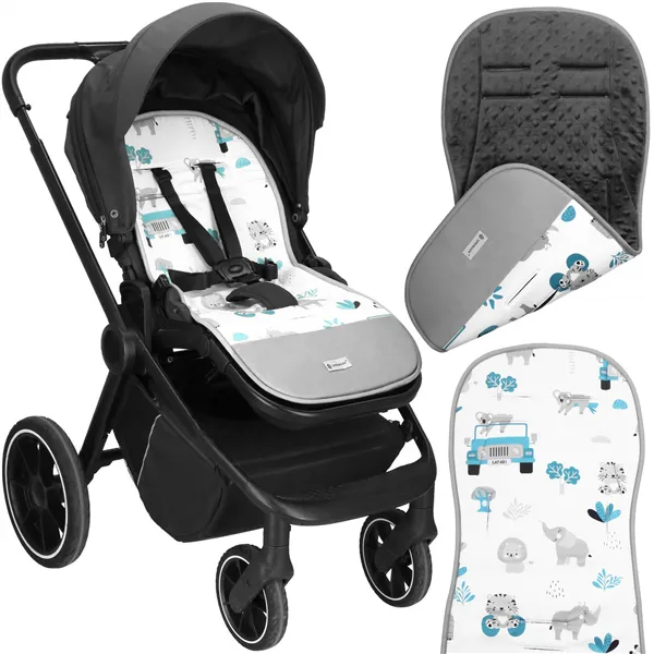 Stroller insert Springos SB0055, 37x78 cm, double-sided, stroller mat, animals