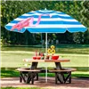 Beach Umbrella with Adjustable Height and Tilt Springos BU0013, 180 cm, with Pink Flamingo Print