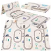 Double-sided foldable foam play mat for children Springos KM0022, 150x200 cm, vehicle design