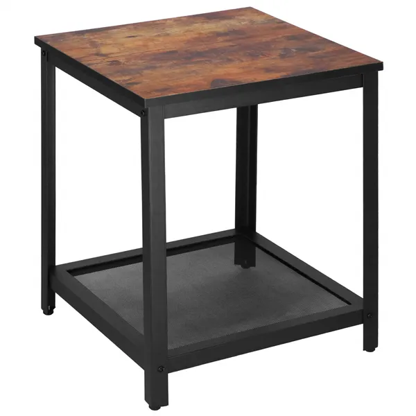 Kvadratinis kavos staliukas su lentyna Springos HF0026, 45x45x55 cm, loft stilius, juoda/ruda