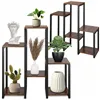 Металлическая подставка для цветов с 6 полками Springos GA0208 79 см лофт черный, темно-коричневый