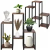 Металлическая подставка для цветов с 6 полками Springos GA0208 79 см лофт черный, темно-коричневый