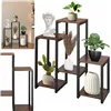 Металлическая подставка для цветов с 6 полками Springos GA0208 79 см лофт черный, темно-коричневый