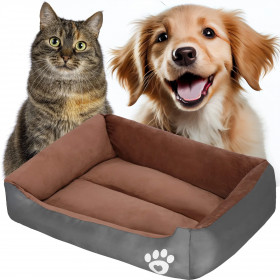 Koiran- ja kissanpeti M Springos PA0329M, lepopaikka 58x47x14,5 cm ruskeanharmaa