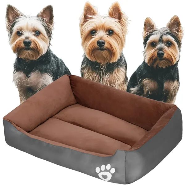 Dog, cat bed XL Springos PA0329XL, resting place 70x57x13 cm brown-gray