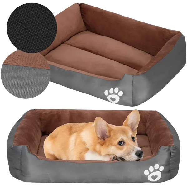 Dog, cat bed XL Springos PA0329XL, resting place 70x57x13 cm brown-gray
