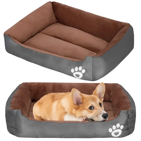Dog, cat bed XL Springos PA0329XL, resting place 70x57x13 cm brown-gray