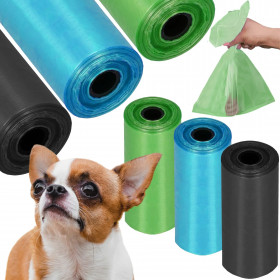 Koirankakkapussit Springos PA0256, 18 kpl, 3 rullaa, värikkäät