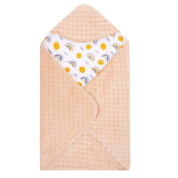 Vauvan peitto turvaistuimeen ja kantokoppaan Springos SB0051, 77x77 cm, kaksipuolinen huppupeitto, beige/monivärinen